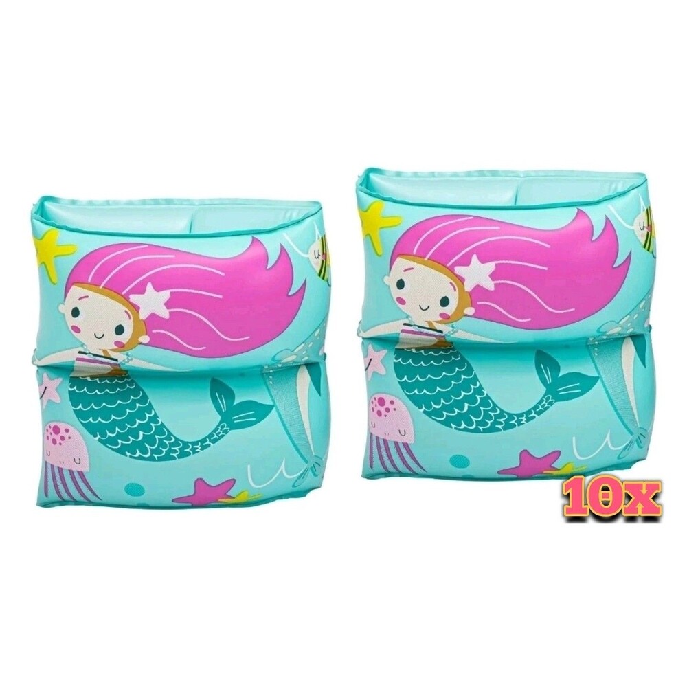 Lot Of 10 Kids Inflatable Swim Armbands Mermaid, Bluescape, 2 Piece Floaties